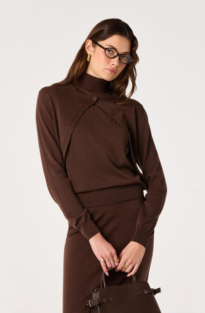 Kelly Faux Two-Piece Turtleneck Sweater
