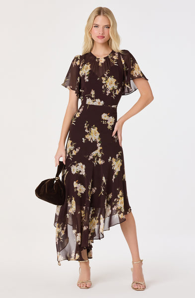 chiffon flutter sleeve dress Aila Maxi though may vary slightly Long fringed tassel detail 尺寸:US 18W coslay_dress