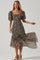 Sticky add to cart - Floral Short Sleeve Asymmetrical Hem Midi Dress
