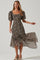 Floral Short Sleeve Asymmetrical Hem Midi Dress