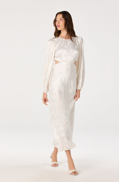 Astr The Label | Quinn Floral Jacquard Maxi Dress in White
