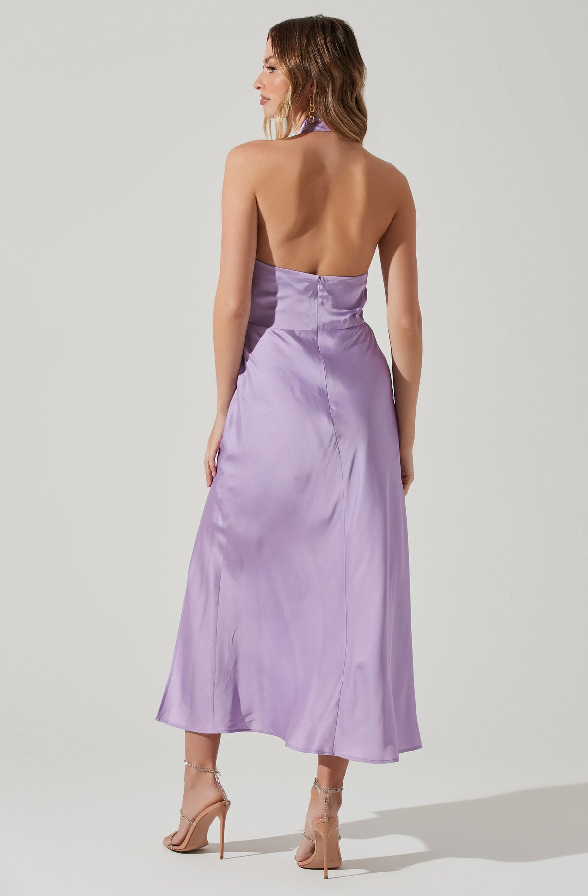 There Was One halterneck satin midi dress - Purple