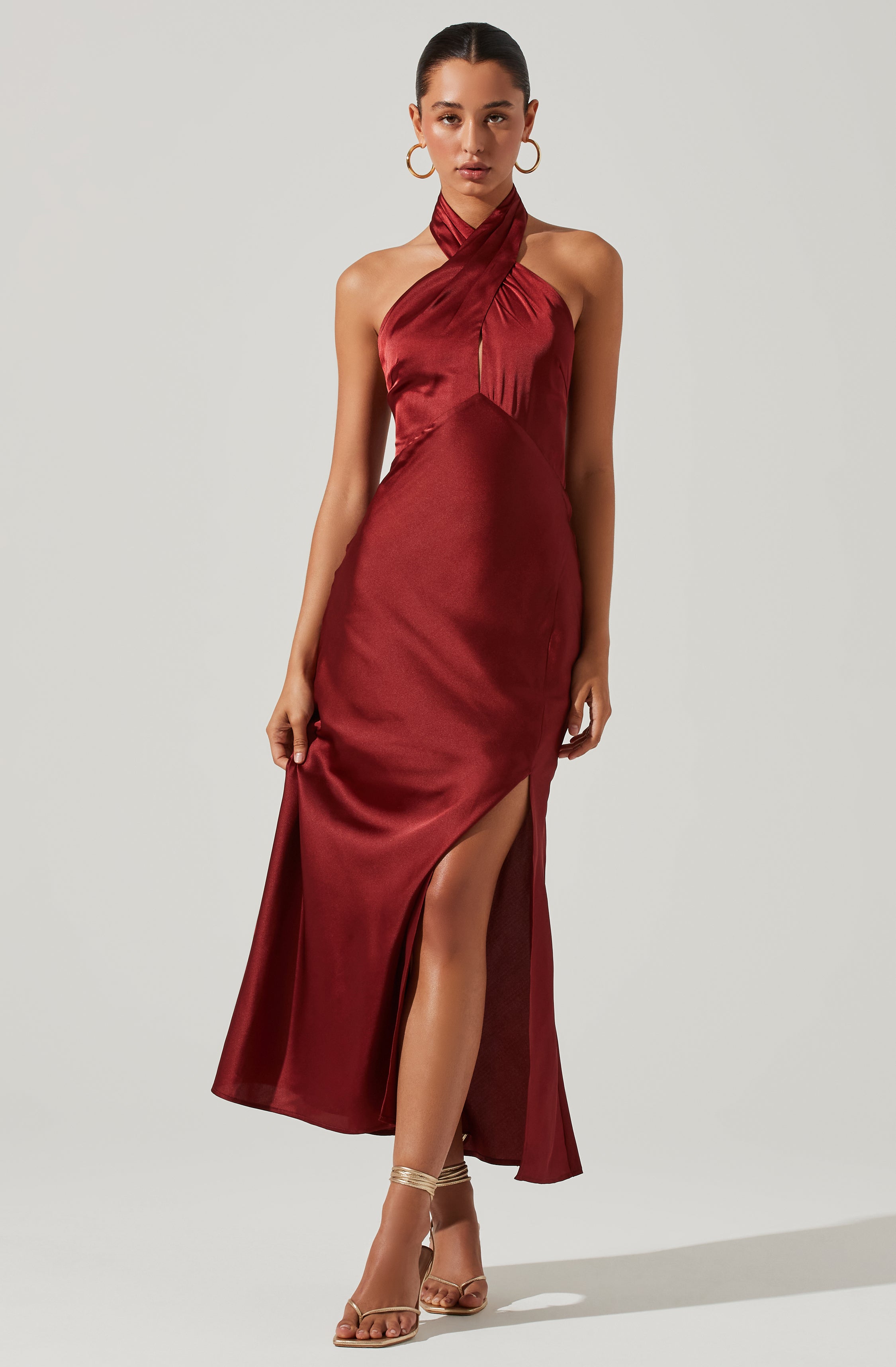 Satin halter gown hotsell