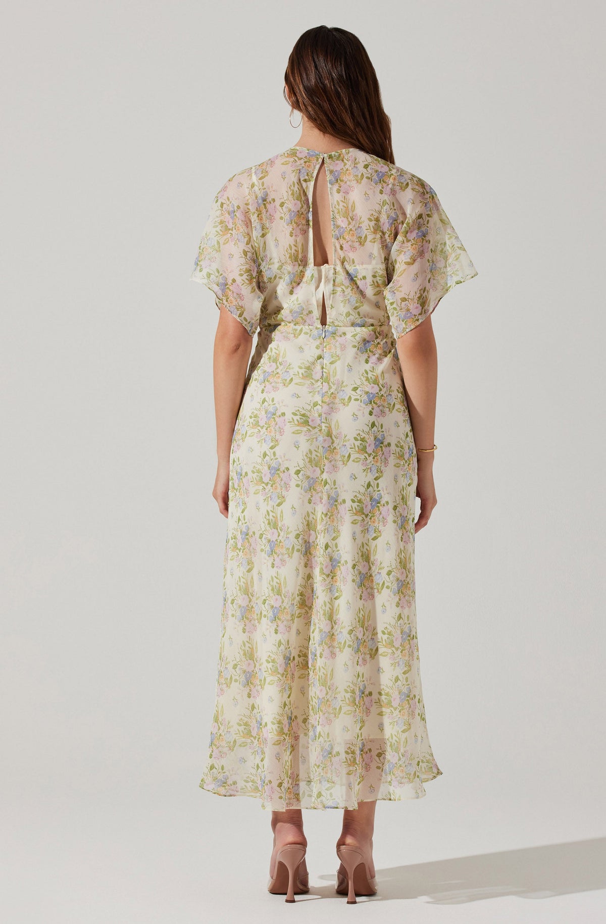 Cream floral maxi dress hotsell