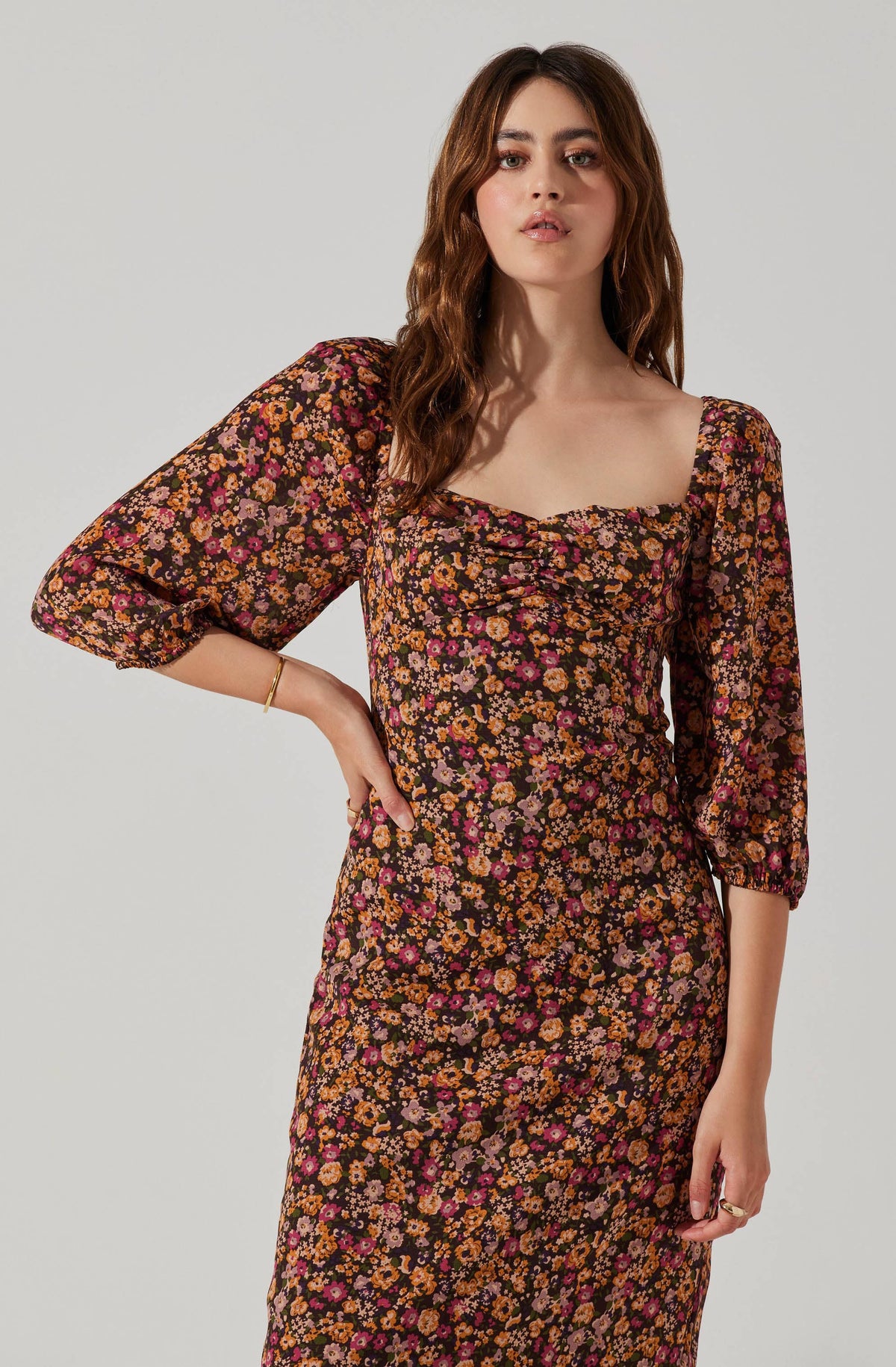 Sweetheart Neck Floral Midi Dress – ASTR The Label