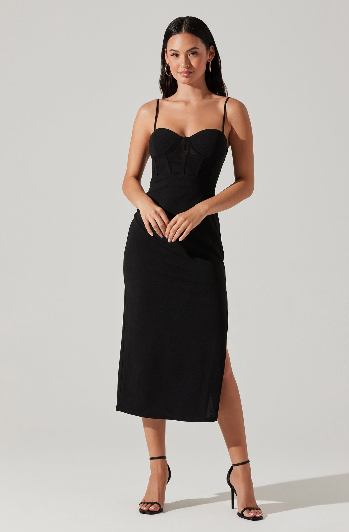 Contrast Mesh Bustier Midi Dress – ASTR The Label