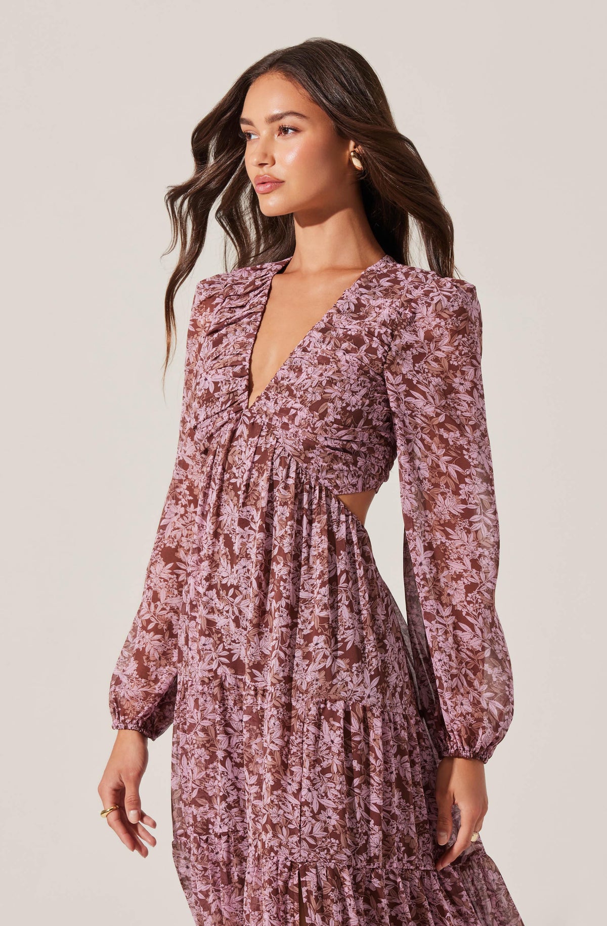 V Neck Cutout Midi Dress ASTR the Label