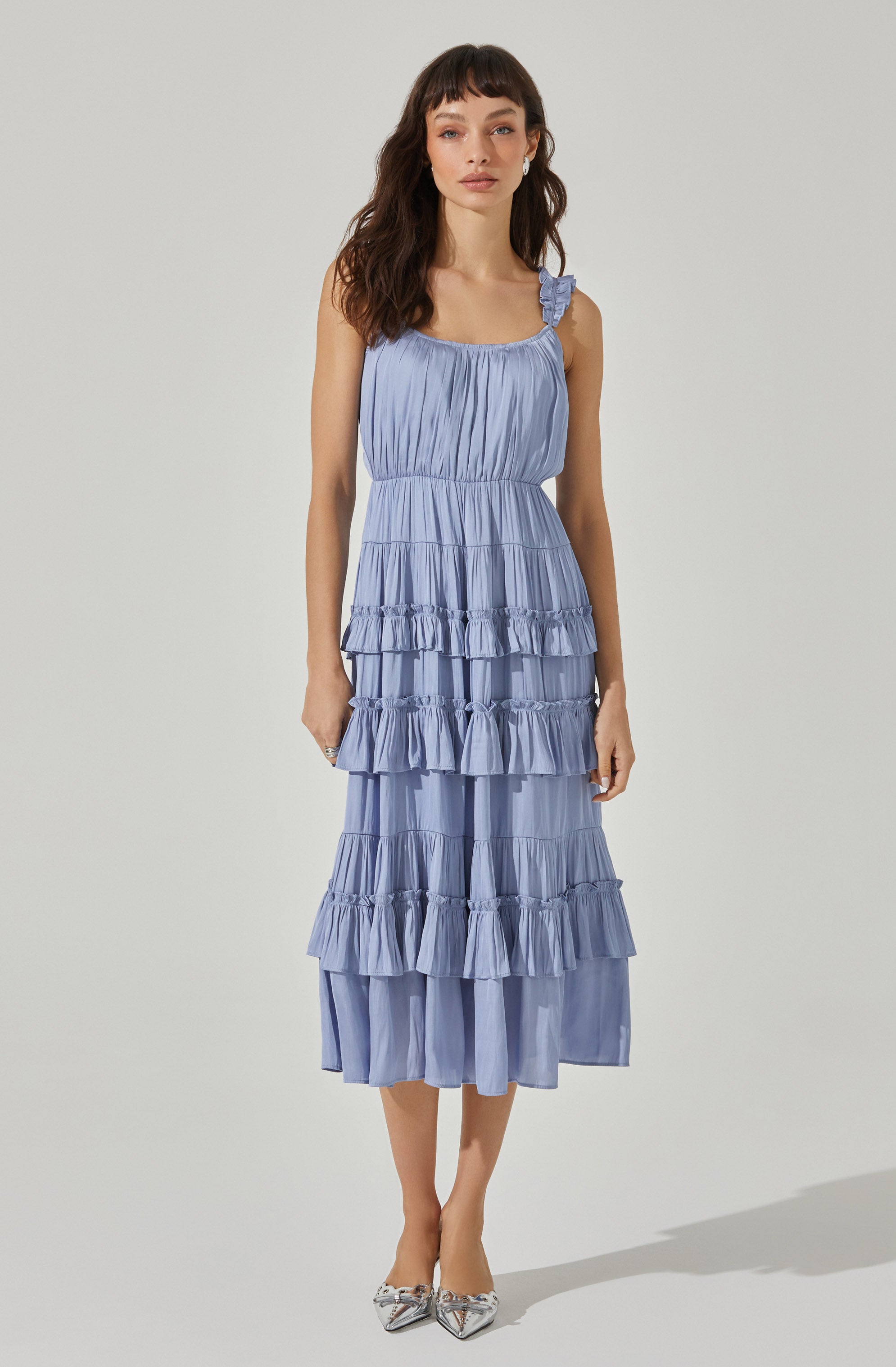 Satin Tiered Midi Dress – ASTR The Label