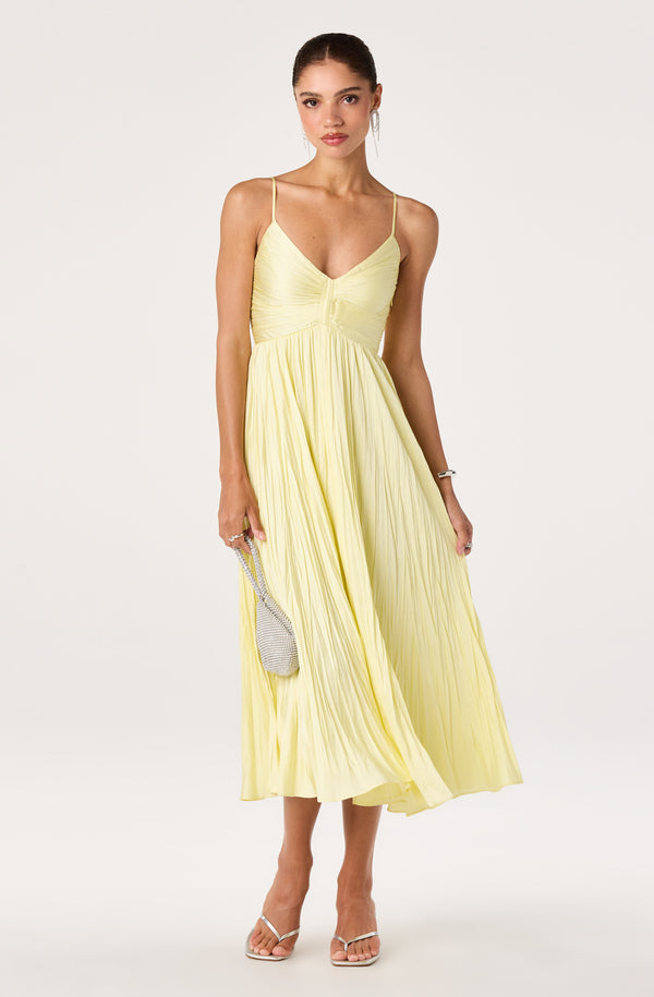 maeve pleated midi dress Allover pleats add to the romantic charm of this midi dress that is the perfect pick for weddings Maeve Midi Dress
