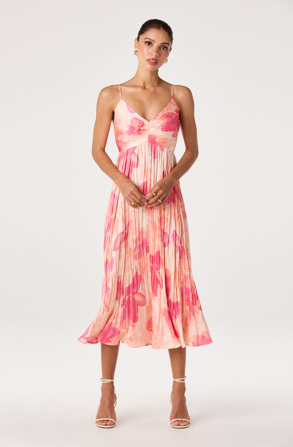 Maeve Pleated Midi Dress: Floral Midi Dress, Sundress, Plisse Dress, Blue Midi, Green Midi, Summer Dress - ASTR the Label Maeve Pleated Midi Dress: Floral Midi Dress, Sundress, Plisse Dress, Blue Midi, Green Midi, Summer Dress - ASTR the Label