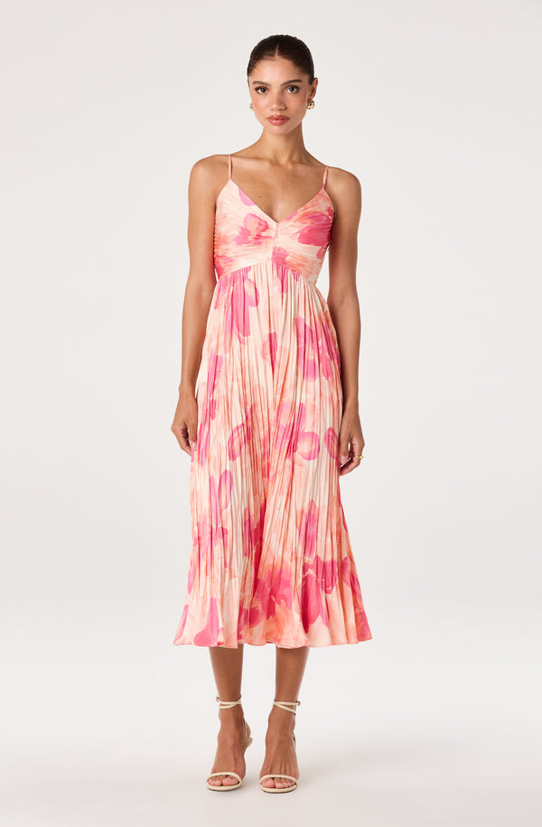 Maeve Pleated Midi Dress: Floral Midi Dress, Sundress, Plisse Dress, Blue Midi, Green Midi, Summer Dress - ASTR the Label Maeve Pleated Midi Dress: Floral Midi Dress, Sundress, Plisse Dress, Blue Midi, Green Midi, Summer Dress - ASTR the Label