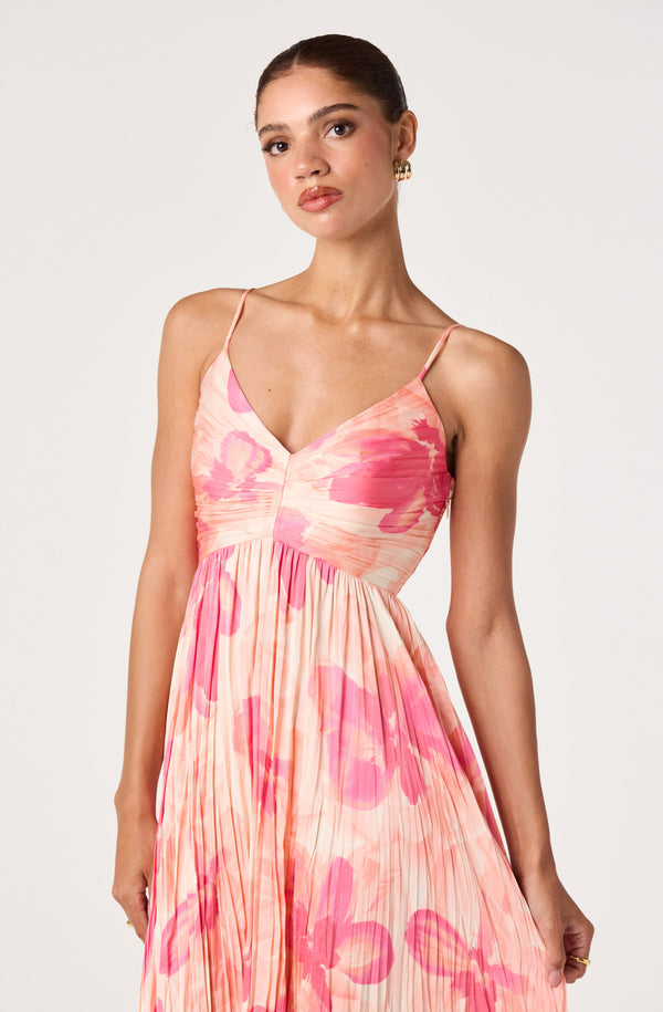 Maeve Pleated Midi Dress: Floral Midi Dress, Sundress, Plisse Dress, Blue Midi, Green Midi, Summer Dress - ASTR the Label Maeve Pleated Midi Dress: Floral Midi Dress, Sundress, Plisse Dress, Blue Midi, Green Midi, Summer Dress - ASTR the Label