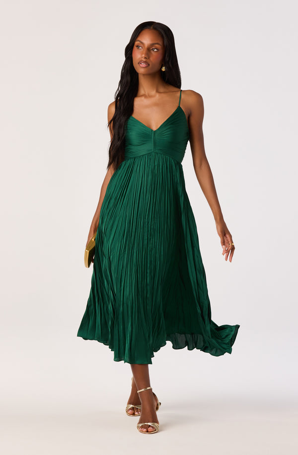 green pleated midi dress Maeve modular-cabinet US Size:4 Plus Size Lesleyanne Midi elegant look
