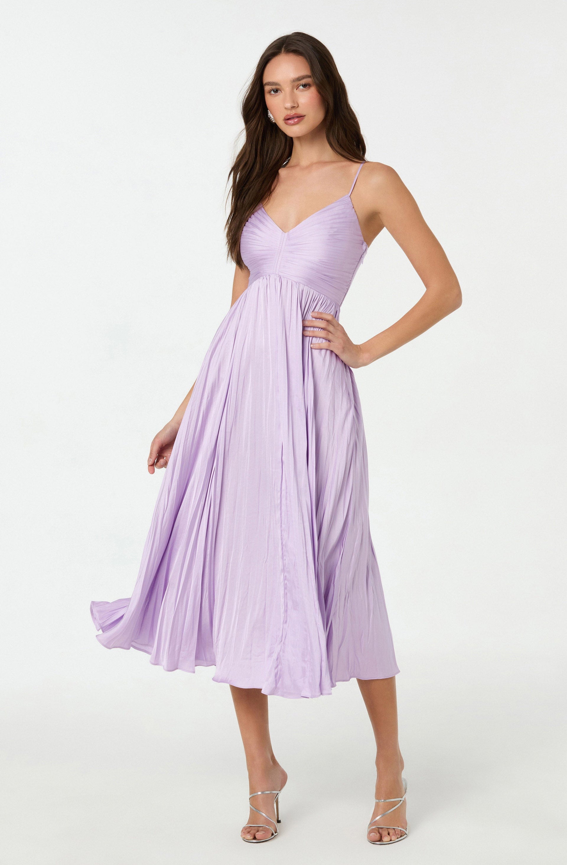 strapless open back dress Maeve Pleated Midi Dress