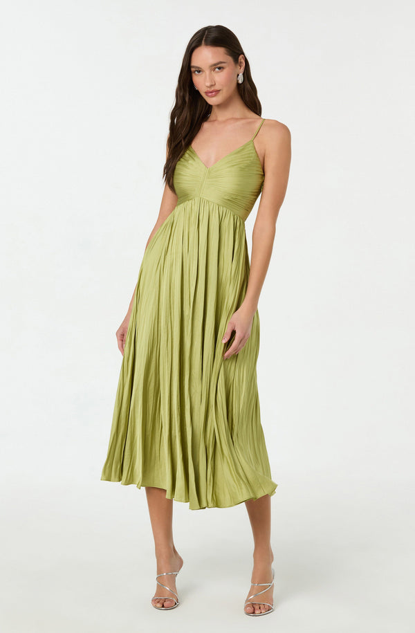 Maeve Pleated Midi Dress - ASTR the Label Maeve Pleated Midi Dress - ASTR the Label