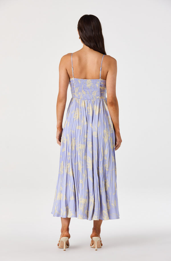 Maeve Pleated Midi Dress: Floral Midi Dress, Sundress, Plisse Dress, Blue  Midi, Green Midi, Summer Dress