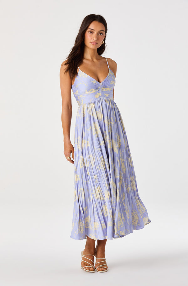 Maeve Pleated Midi Dress: Floral Midi Dress, Sundress, Plisse Dress, Blue Midi, Green Midi, Summer Dress - ASTR the Label Maeve Pleated Midi Dress: Floral Midi Dress, Sundress, Plisse Dress, Blue Midi, Green Midi, Summer Dress - ASTR the Label