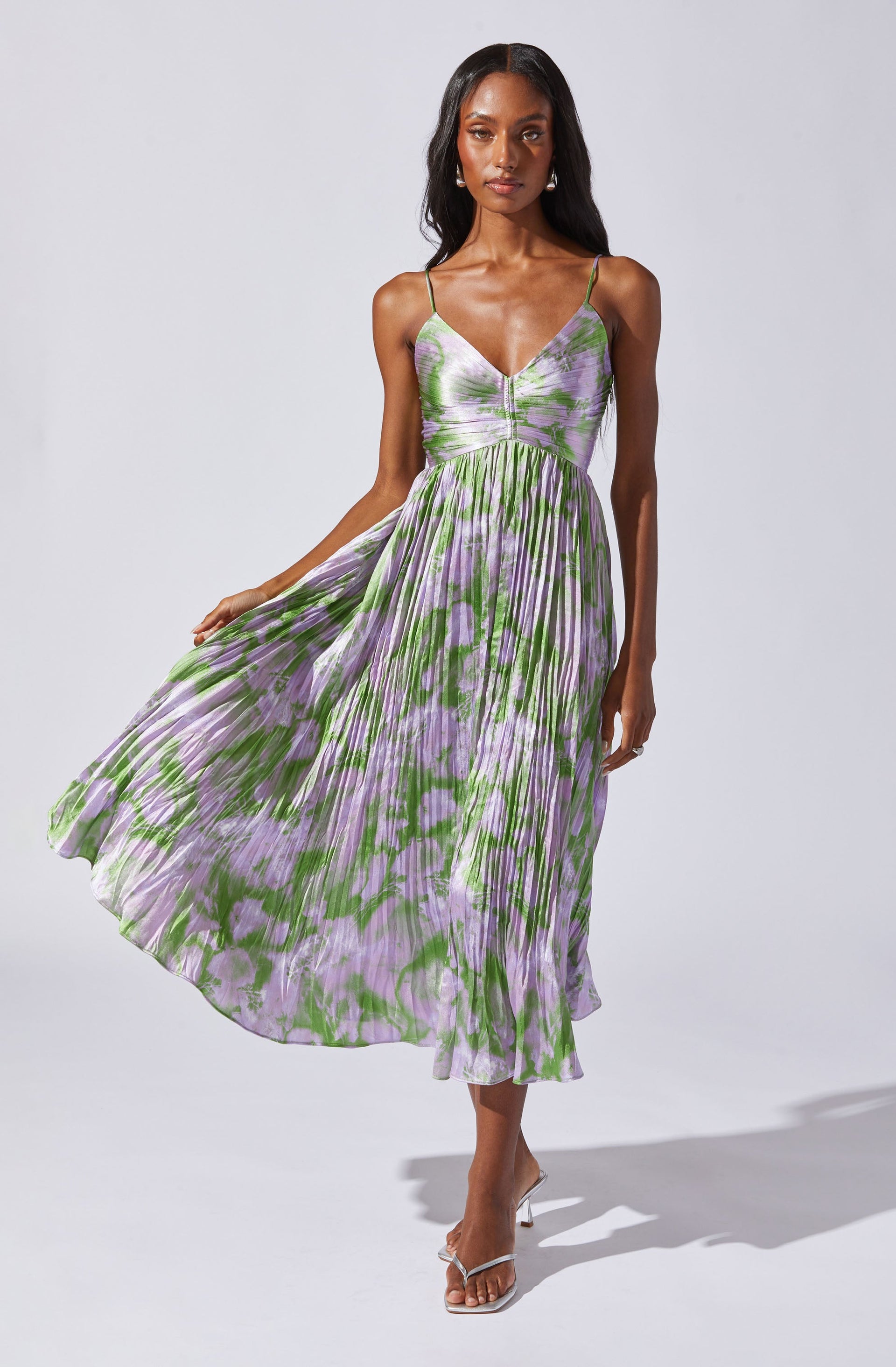 Maeve Pleated Midi Dress: Floral Midi Dress, Sundress, Plisse Dress, Blue  Midi, Green Midi, Summer Dress