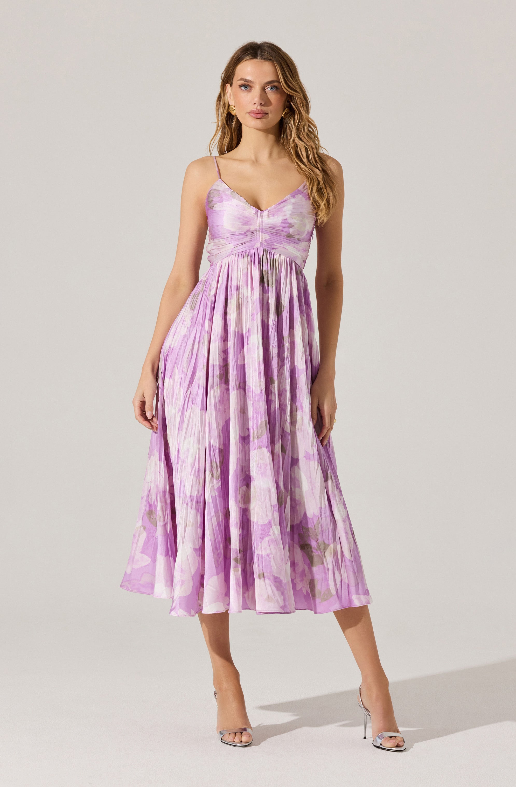 Maeve Pleated Midi Dress: Floral Midi Dress, Sundress, Plisse