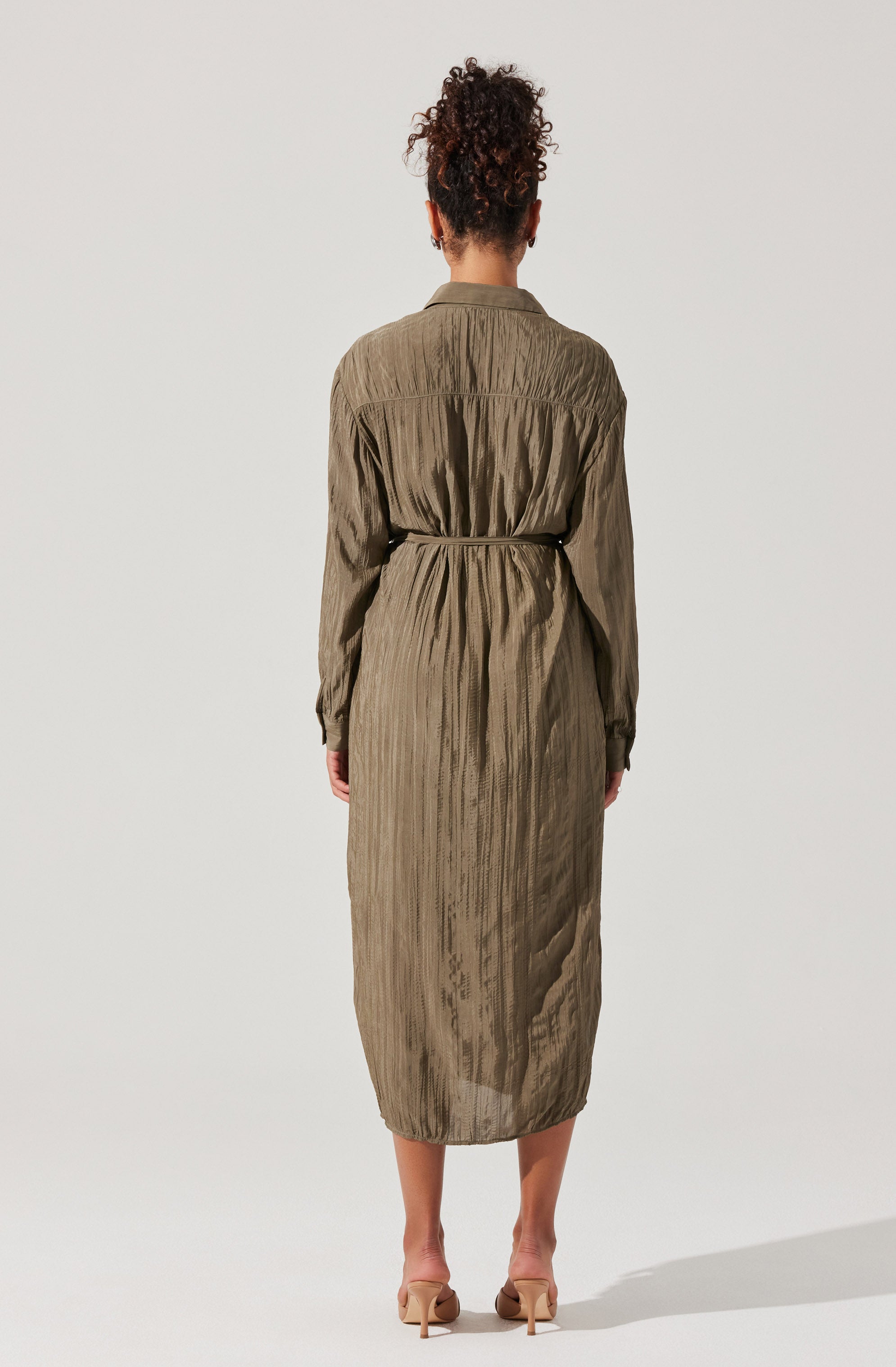 Belted Long Sleeve Shirt Dress thumbnail 6
