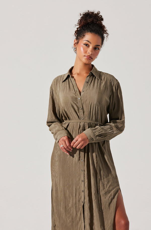 Belted Long Sleeve Shirt Dress - ASTR the Label Belted Long Sleeve Shirt Dress - ASTR the Label