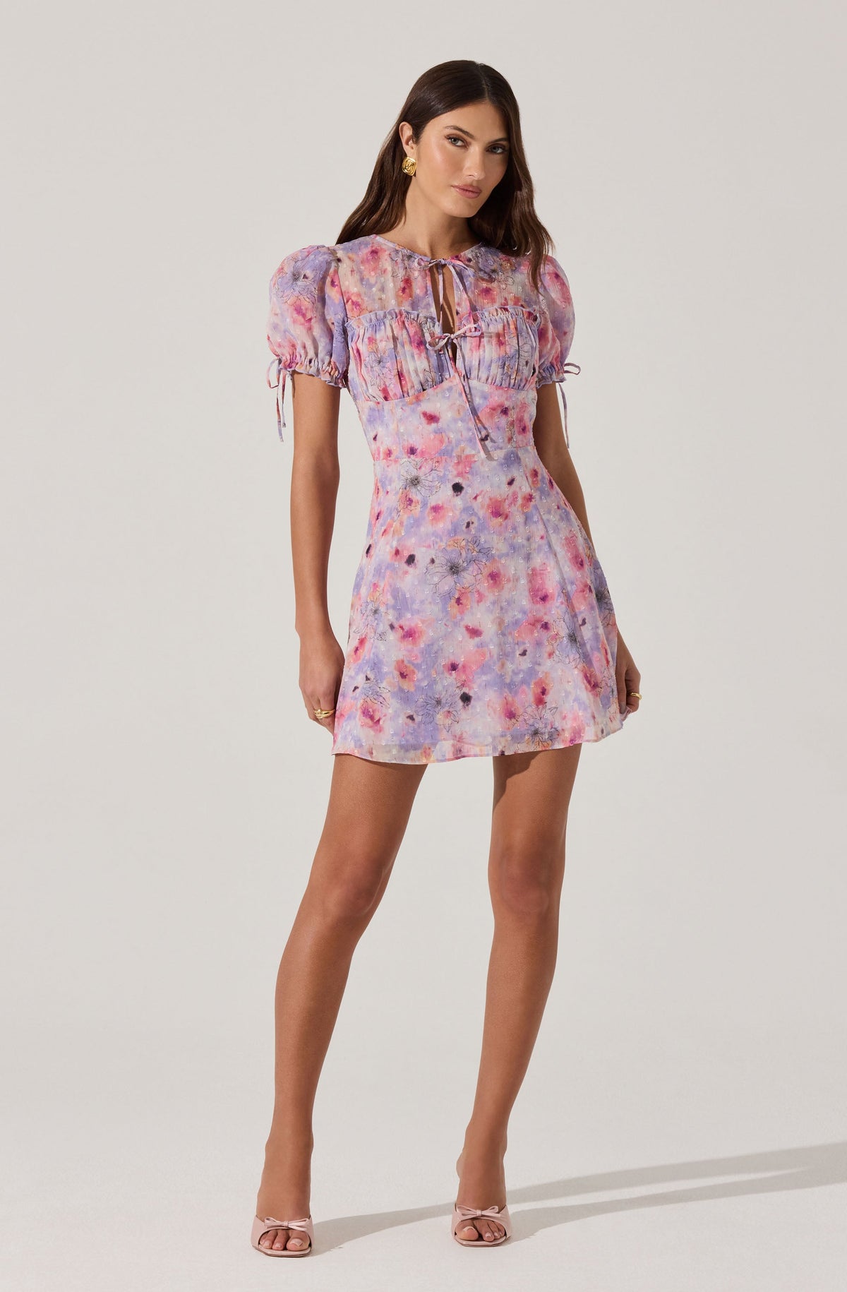 eyeye★大人気 FLOWER PUFF MINI DRESS_2色 Floral Puff Sleeve Mini Dress– ASTR the Label
