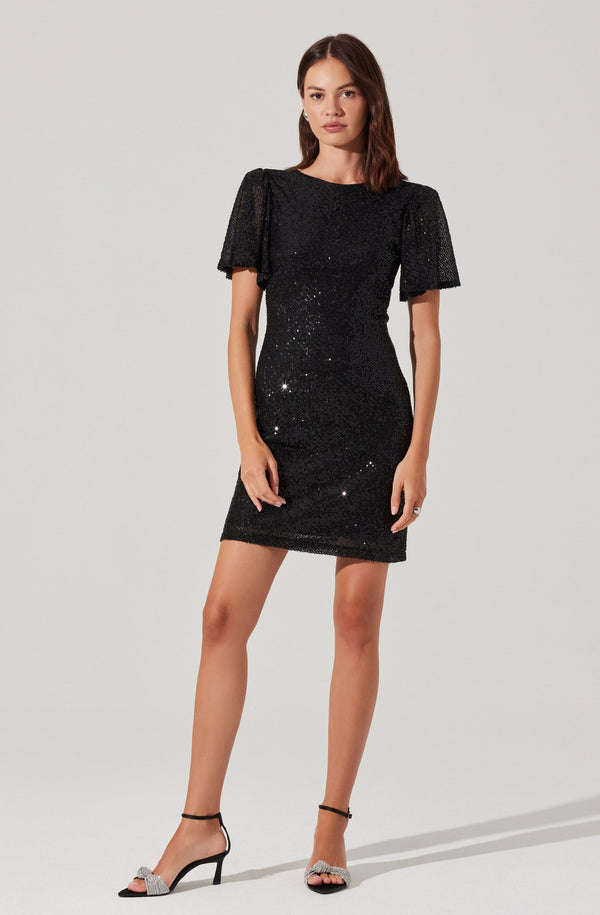 Sequin Flutter Sleeve Mini Dress - ASTR the Label Sequin Flutter Sleeve Mini Dress - ASTR the Label