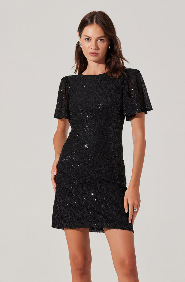 Sequin Flutter Sleeve Mini Dress ASTR the Label - Main Image