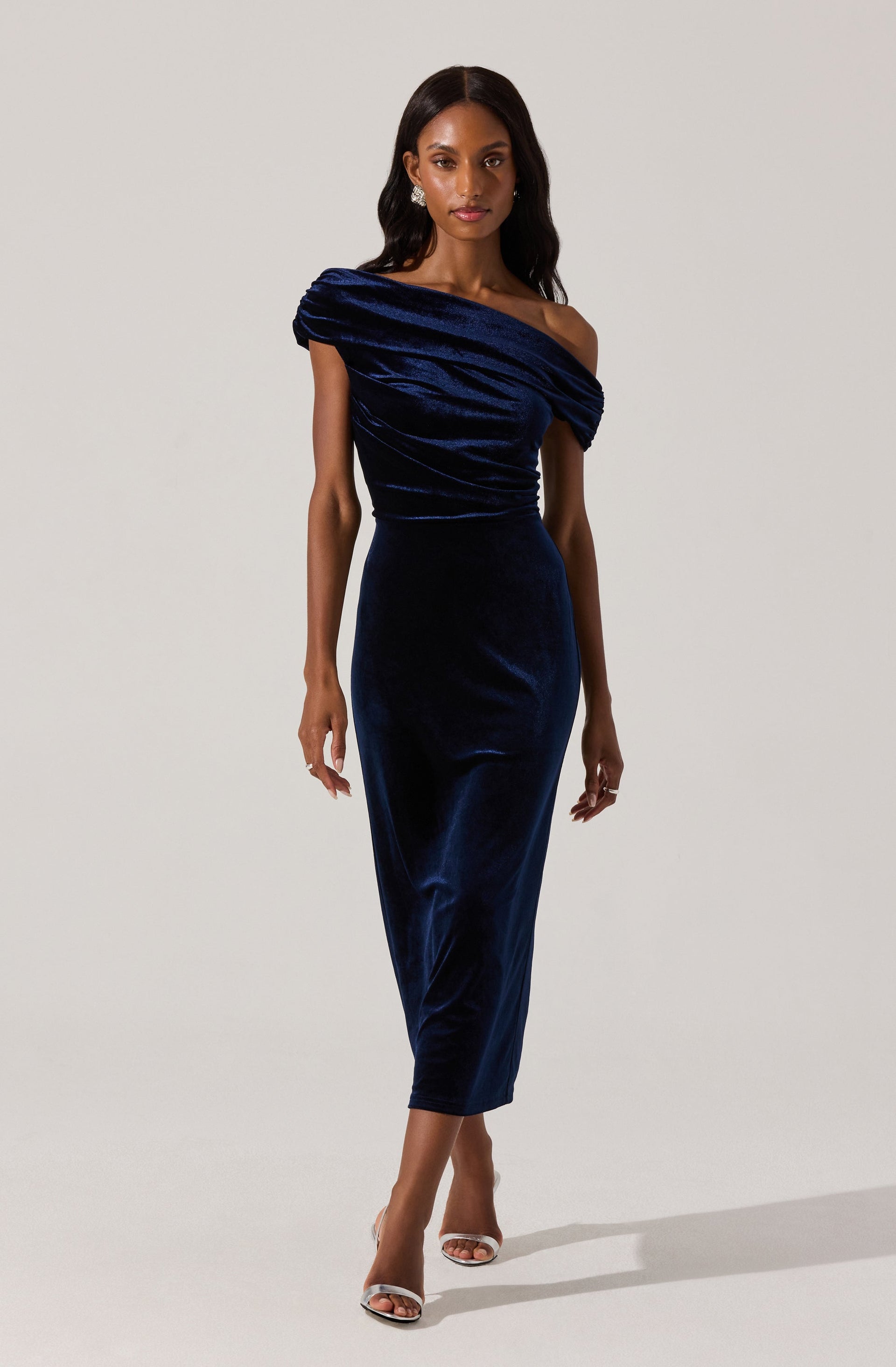 Velvet Off Shoulder Midi Dress - ASTR the Label Velvet Off Shoulder Midi Dress - ASTR the Label