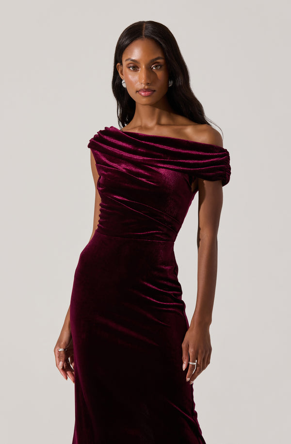 Velvet Off Shoulder Midi Dress - ASTR the Label