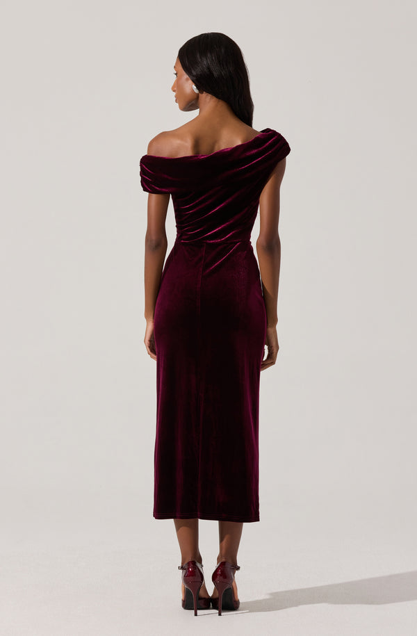 Velvet Off Shoulder Midi Dress - ASTR the Label