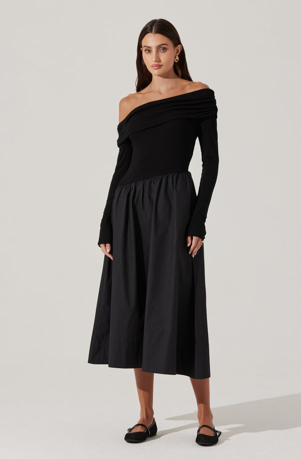 Mixed Media Off Shoulder Dress - ASTR the Label Mixed Media Off Shoulder Dress - ASTR the Label