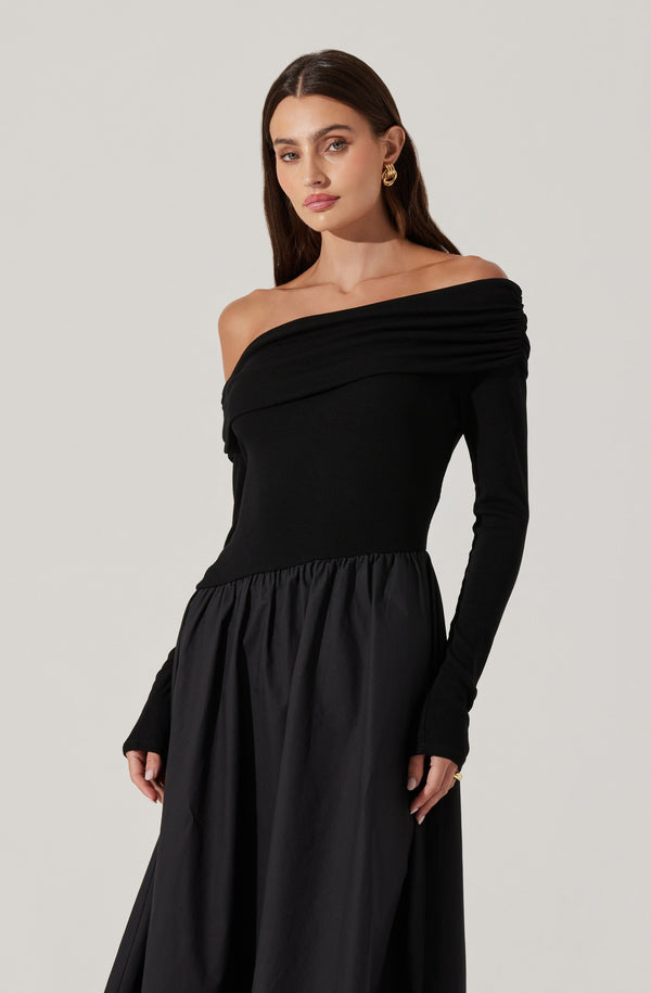 Mixed Media Off Shoulder Dress - ASTR the Label Mixed Media Off Shoulder Dress - ASTR the Label