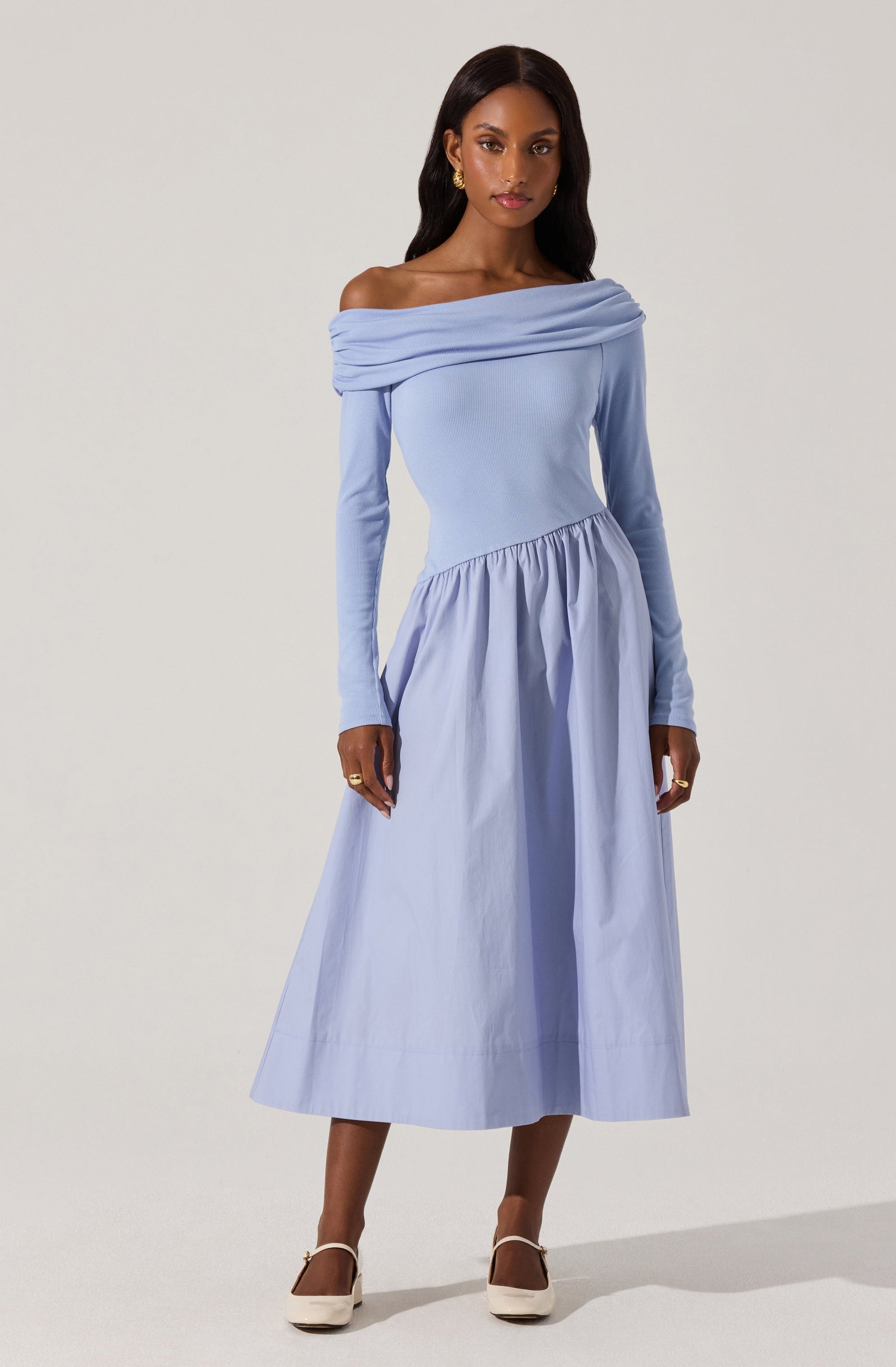 blue dress for baby girl Tilde Off Shoulder Midi Sweater Dress main image 0