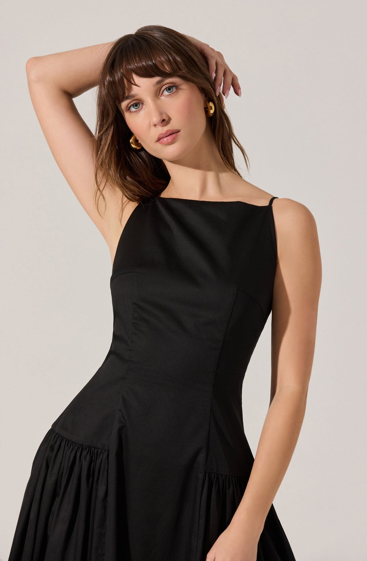 High Square Neck Midi Dress