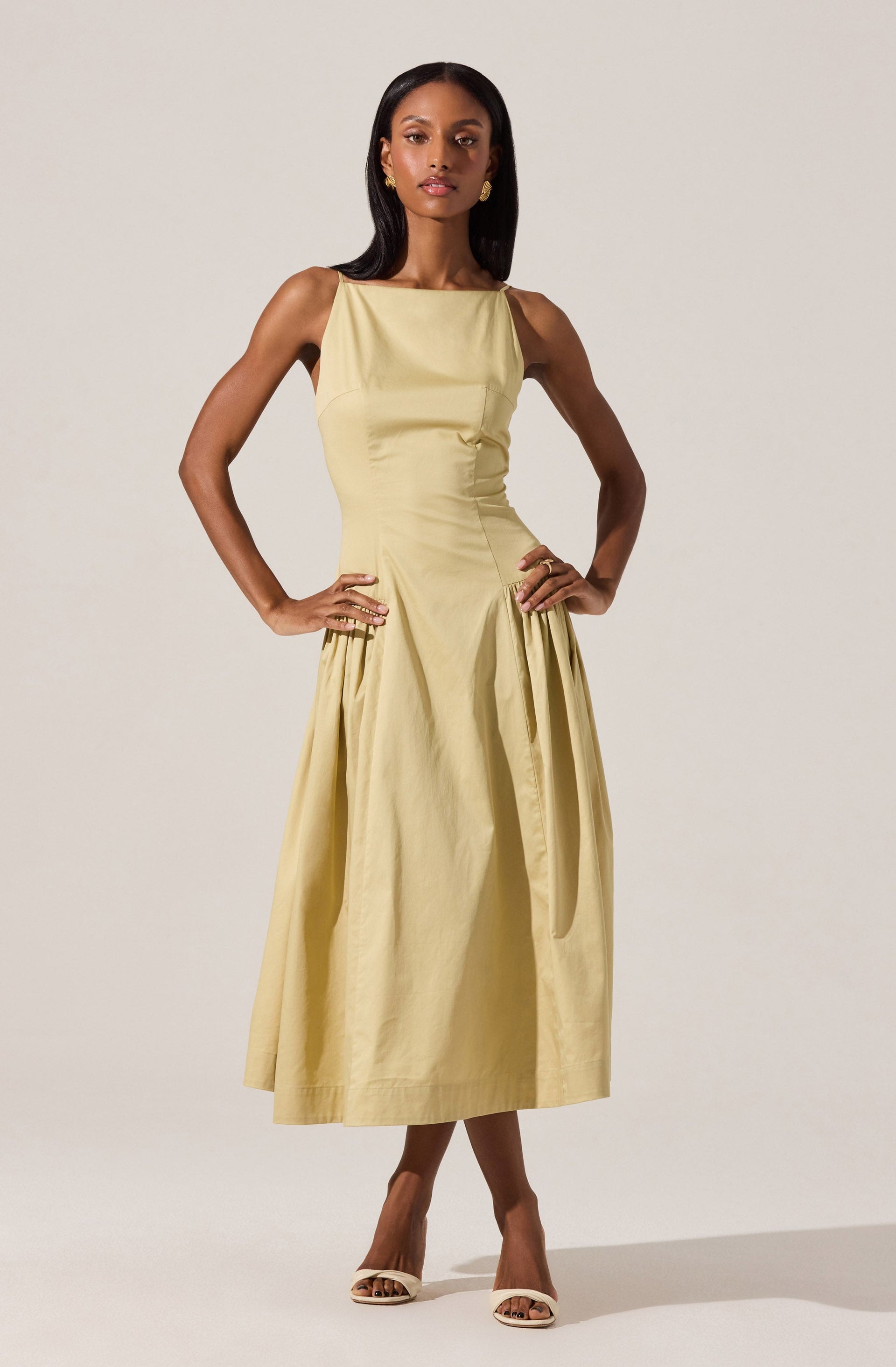 High Square Neck Midi Dress - ASTR the Label High Square Neck Midi Dress - ASTR the Label