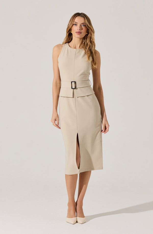 Tailored Belted Midi Dress - ASTR the Label Tailored Belted Midi Dress - ASTR the Label