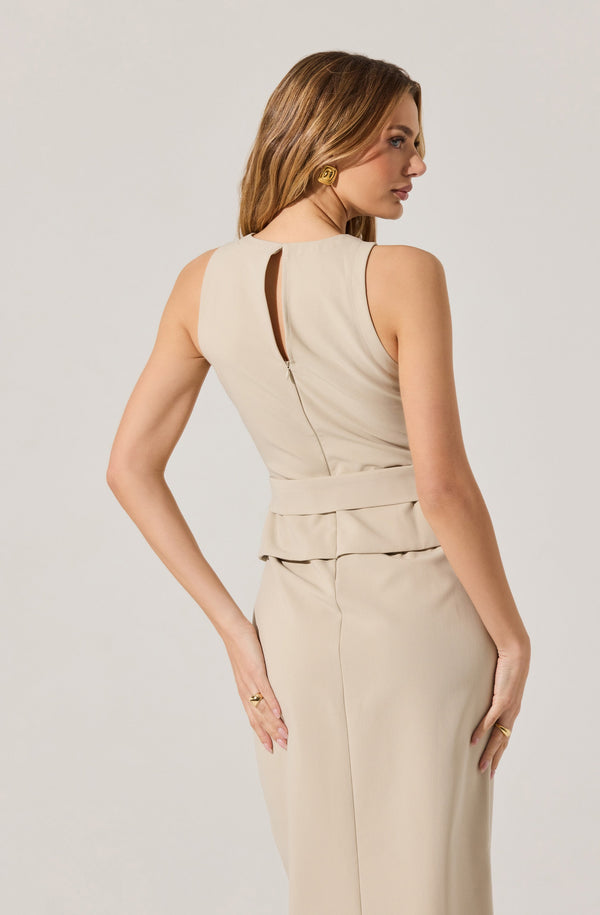 Tailored Belted Midi Dress