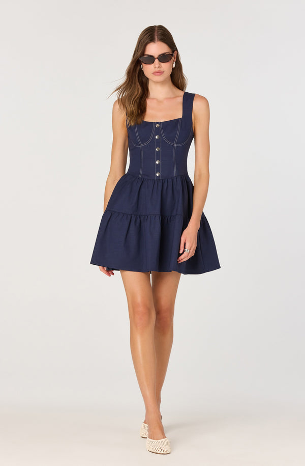 tiered short sleeve dress astr the label ASTR the Label | Sheralle Ruffled Tier Bubble Hem Mini Dress in Off White