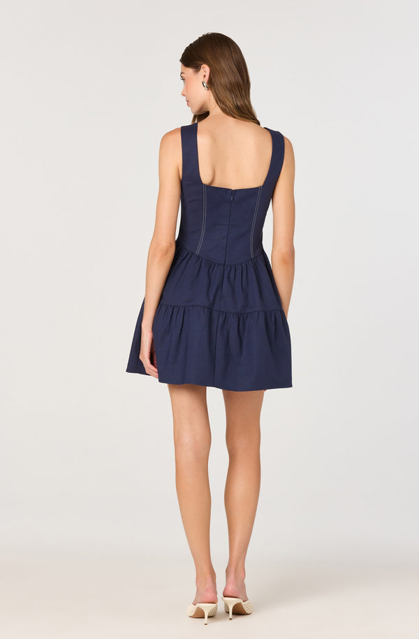 mini stitch dresses Tiered Stitch Detail Mini Dress