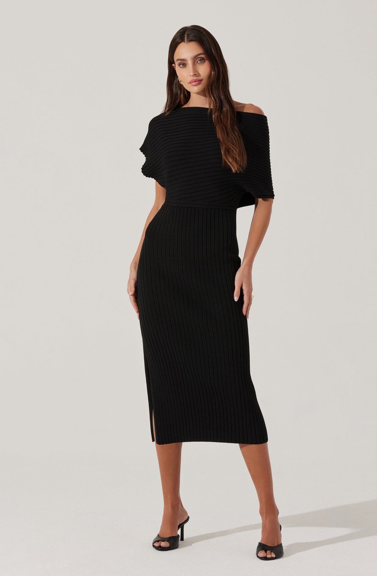 Off Shoulder Ribbed Sweater Dress– ASTR the Label 