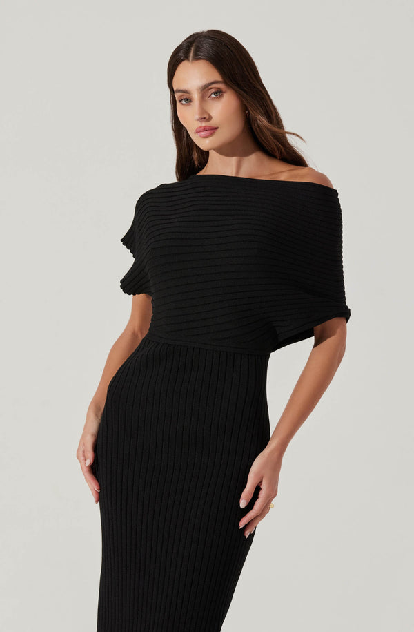 Off Shoulder Ribbed Midi Sweater Dress - ASTR the Label Off Shoulder Ribbed Midi Sweater Dress - ASTR the Label