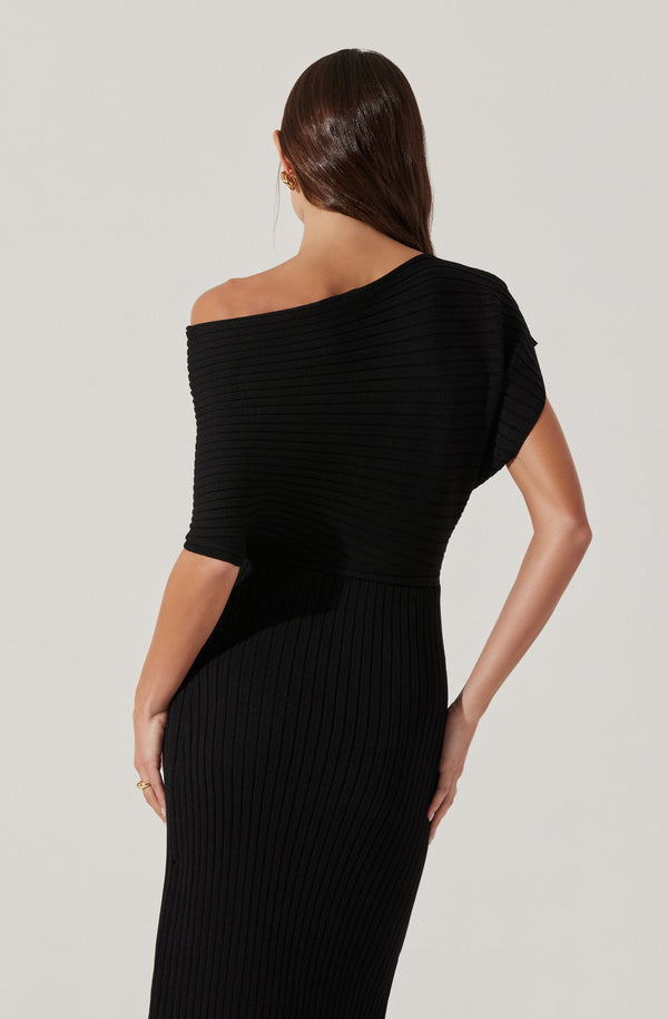 fitted lace wedding dress Off Shoulder Ribbed Midi Sweater Dress