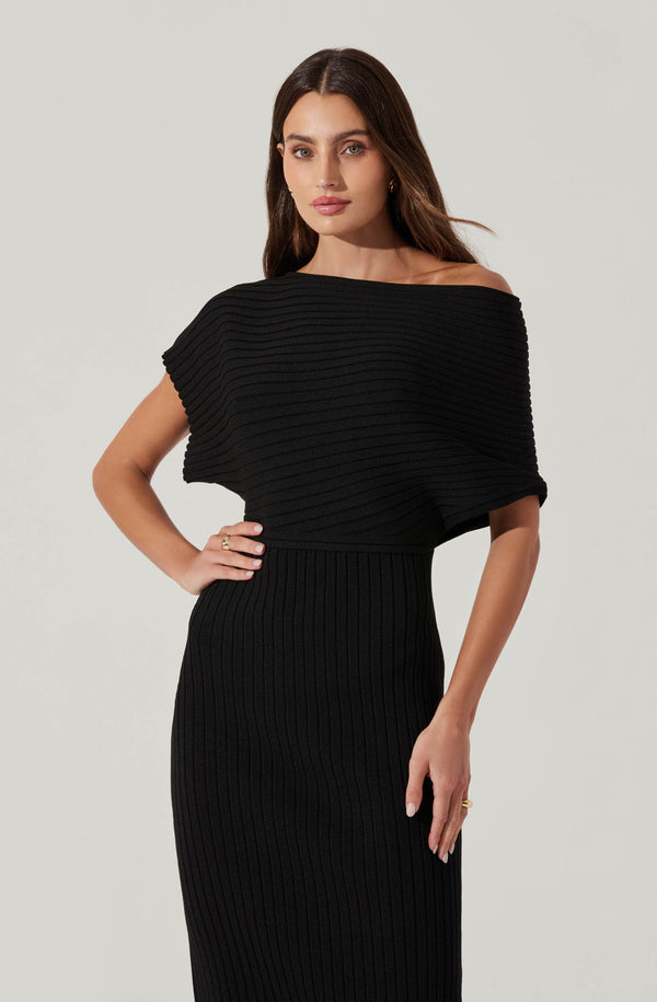 Off Shoulder Ribbed Midi Sweater Dress - ASTR the Label