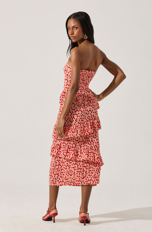 Asymmetrical Tiered Ruffle Midi Dress