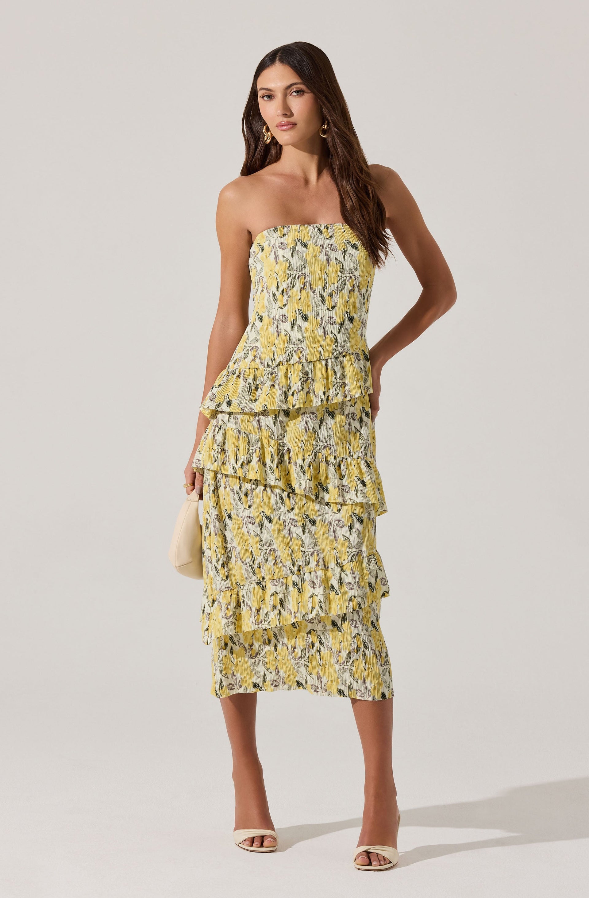Asymmetrical Tiered Ruffle Midi Dress - ASTR the Label Asymmetrical Tiered Ruffle Midi Dress - ASTR the Label