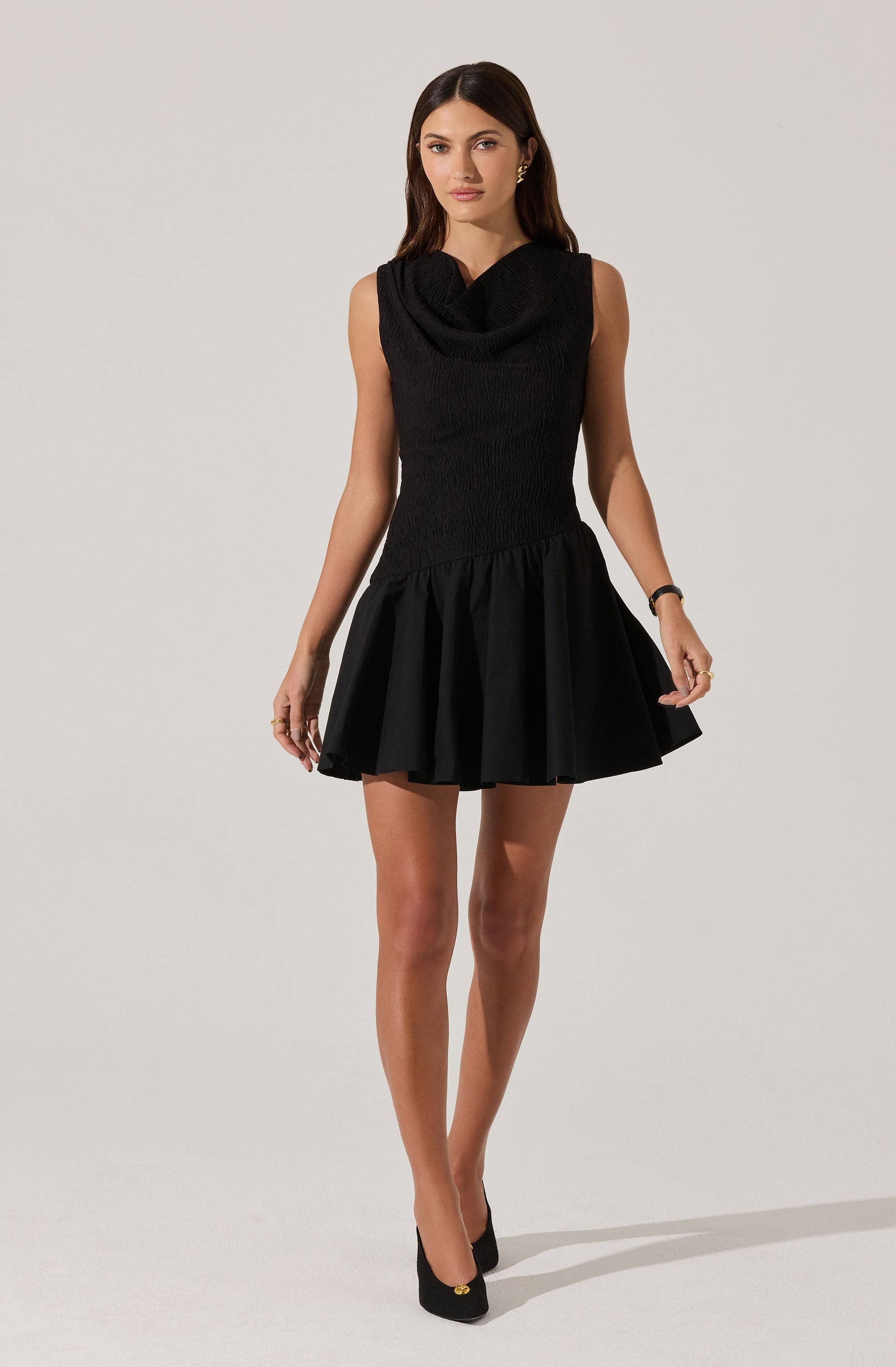 Cowl Neck Mixed Media Mini Dress - ASTR the Label Cowl Neck Mixed Media Mini Dress - ASTR the Label