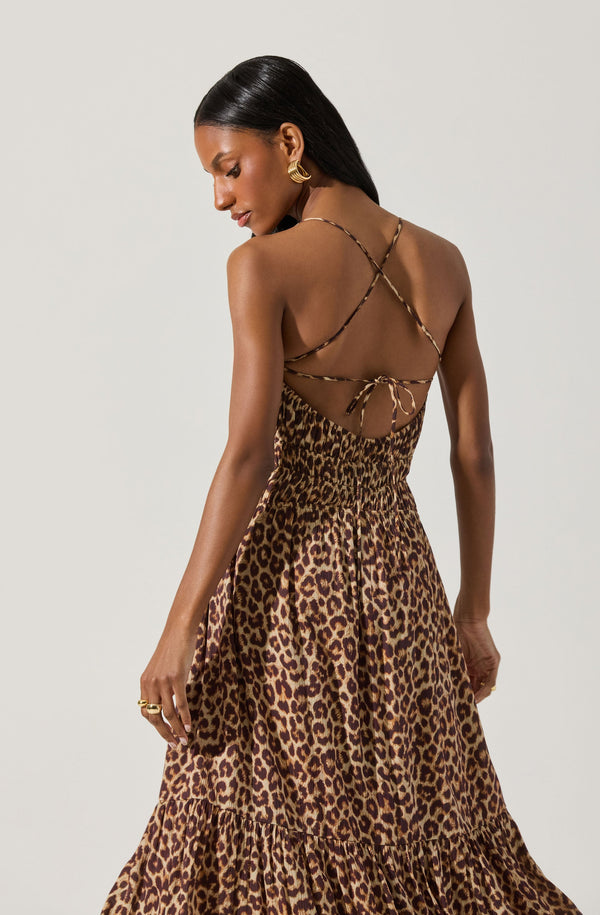 Eleni Leopard Print Midi Dress - ASTR the Label Eleni Leopard Print Midi Dress - ASTR the Label