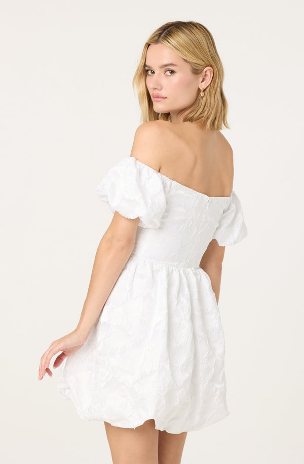 Off Shoulder Floral Jacquard Bubble Dress - ASTR the Label Off Shoulder Floral Jacquard Bubble Dress - ASTR the Label