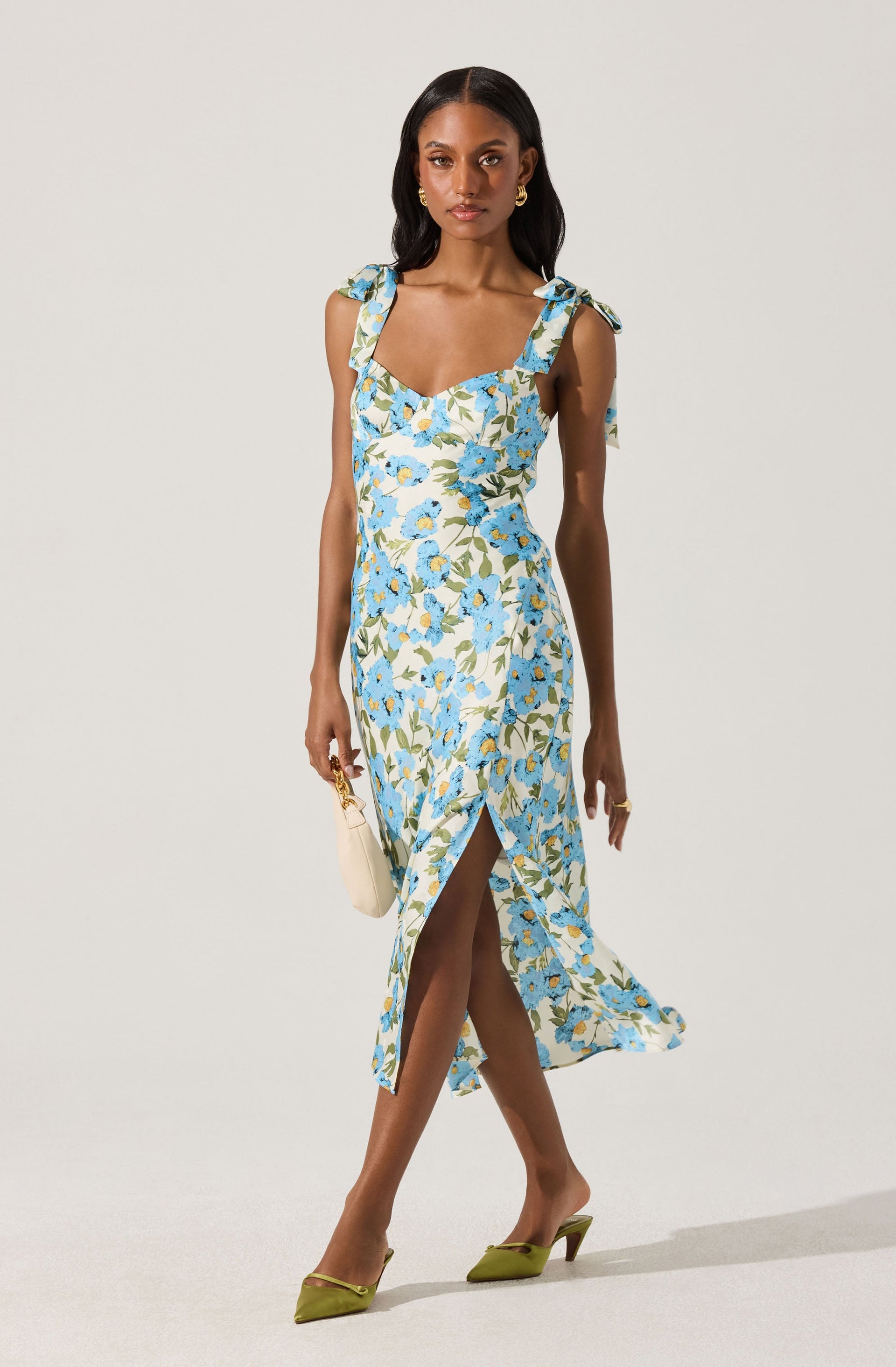 Sweetheart Bow Strap Midi Dress - ASTR the Label Sweetheart Bow Strap Midi Dress - ASTR the Label